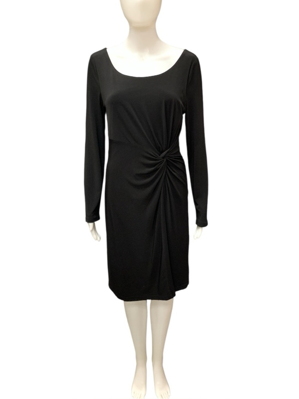 Jessica Simpson Black Long-Sleeve Twist-Knot Sheath Dress Size M